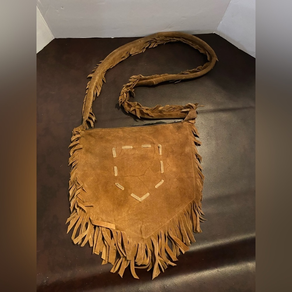 Suede fringe bag